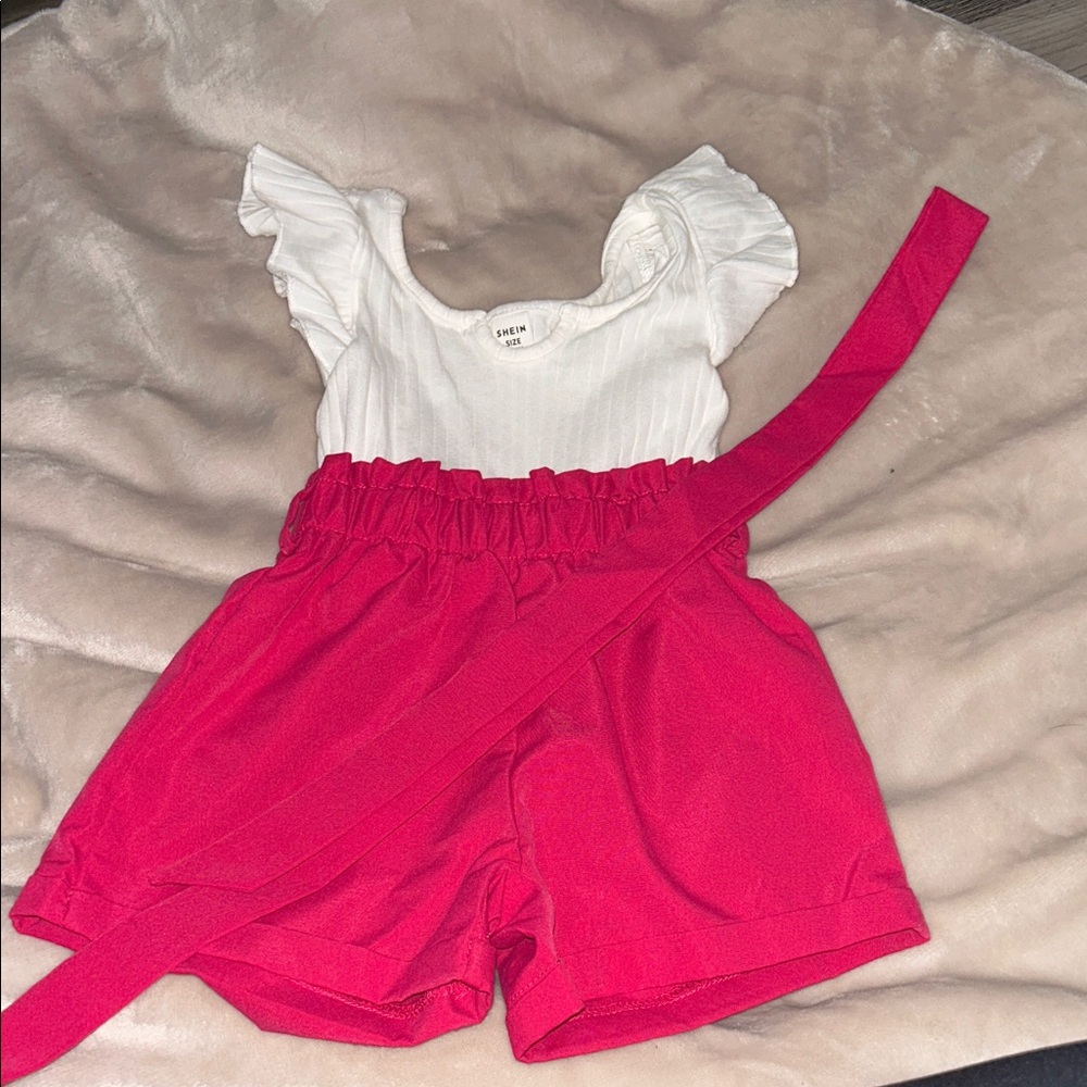 SHEIN White Top and Red Shorts Set